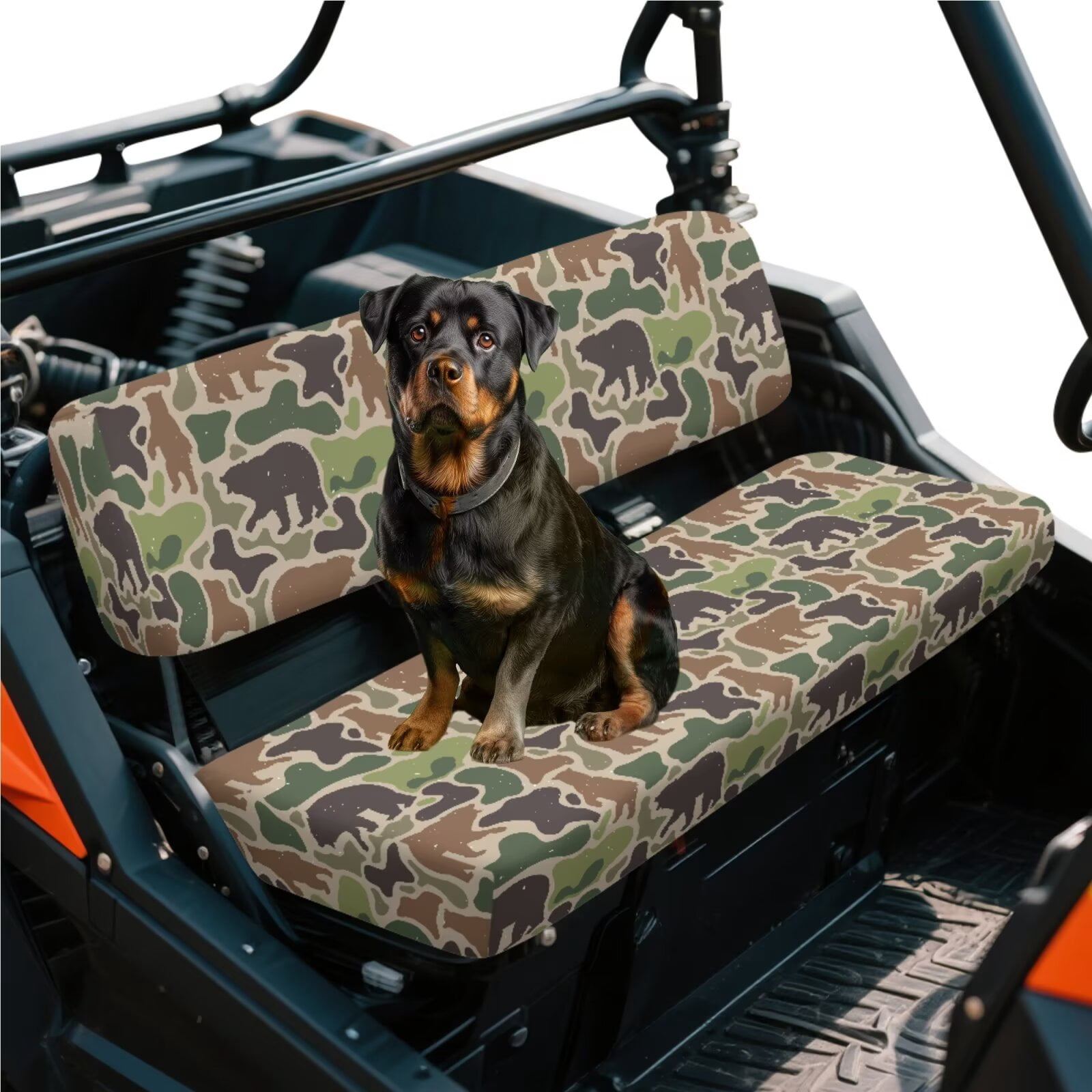 XYZCANDO Bear Seat Cover for UTV Set of 2 Camo UTV Bench Seats Cover Set Compatible with Kawasaki Mule 3000 3010 Breathable Replacement Bench Seat Covers Full Protection