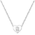 thumbnail image 1 of Collar con colgante de letra inicial en forma de corazón con letras del alfabeto personalizado de la A a la Z de plata para mujeres y niñas, 1 of 4