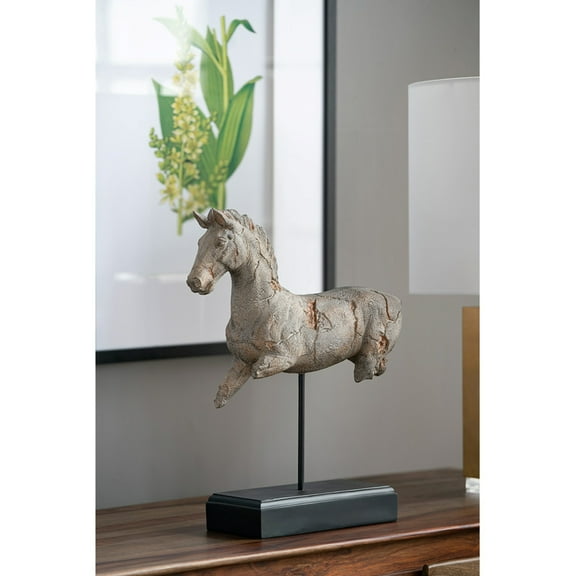 CC Home Furnishings Antique Style Horse Statue on Stand - 17" - Gray