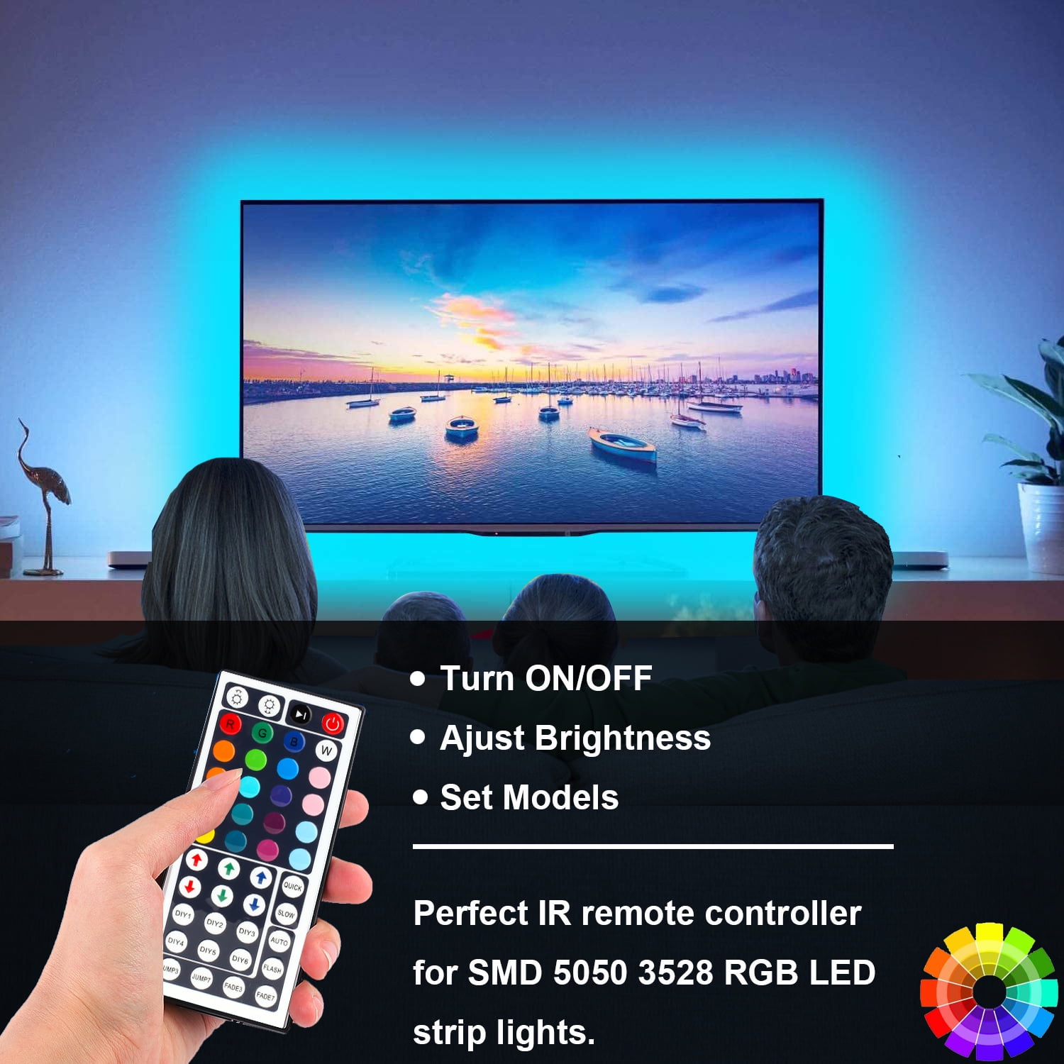 16.4ft RGB LED Strips Light Kit for Xmas ThanksGiving Day Party Decoration 5050 SMD Rope Light for Home Kitchen Living Room Waterproof