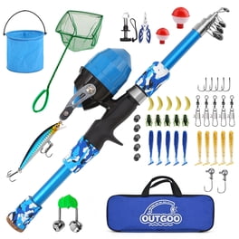 4 ft telescopic fishing rod FIRST CAST Travel Fly - 4wt One Kids Fishing Set at a Great Value Telescopic fishing rod (4 ft) and reel combo set (spooled with 8 lb monofilament line) The shorter rod is designed for young kids and comes with a shiny Marathon Sentinel Telescopic Rod