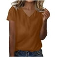thumbnail image 2 of tarylea Summer Tops for Women Short Sleeve V Neck T-Shirt Tops Casual Loose Comfy Basic Solid Color Dailywear Tops, 2 of 4