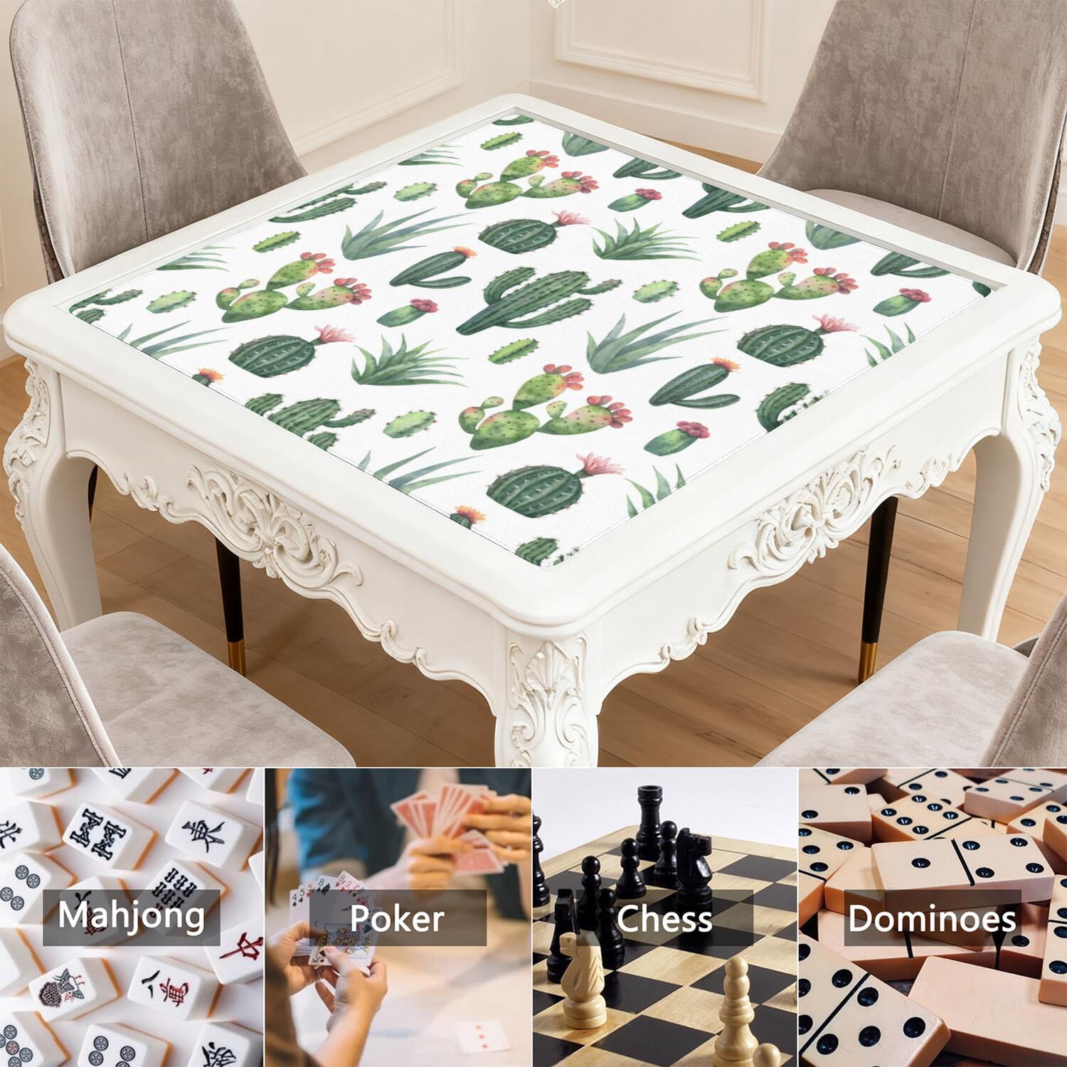 31.5 Inch Botanical Game Mat Made of Premium Rubber Material with Anti-Slip Surface Grip and Noise Dampening Properties for Mahjong Tiles Board Games