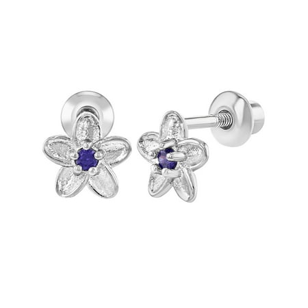 rhodium screw plated cz earrings purple flower baby dialog displays option button additional opens zoom