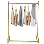 Gold Metal Single Rail Clothes Hanger Garment Display Rack Portable Free Stand Modern Metal Clothes Rack Retail Display Clothes Rack Freestanding Rack Hanger Gold Metal Garment Rack Clothes Rack