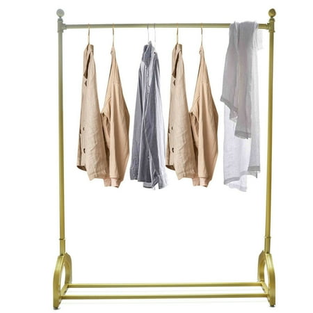 Gold Metal Single Rail Clothes Hanger Garment Display Rack Portable Free Stand Modern Metal Clothes Rack Retail Display Clothes Rack Freestanding Rack Hanger Gold Metal Garment Rack Clothes Rack