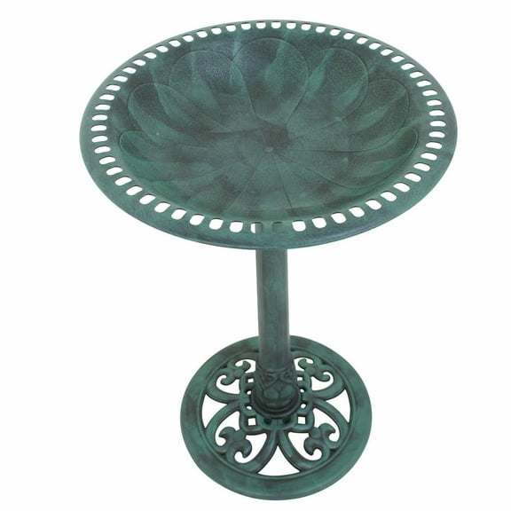 ZENSTYLE Patio Home Garden 28" Bird Bath Outdoor Antique Vintage Decor Weather-resistant - Green