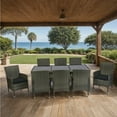 thumbnail image 6 of 9-Piece Outdoor Patio Wicker Dining Set Patio Wicker Furniture Dining Set Glass Top Grey Wicker + Cushion (Black), 6 of 12