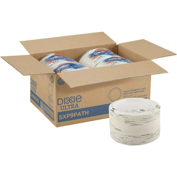 Dixie Ultra; Pathways Heavyweight Paper Plates by GP Pro - 125 / Pack - Microwave Safe - White - Paper Body - 500 / Carton | Bundle of 5 Cartons