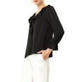 thumbnail image 5 of INSPIRE CHIC Women's Ruffle Blouse Wear-to-Work Elegant V Neck Long Sleeve Dressy Top M Black, 5 of 9