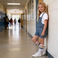 thumbnail image 6 of OGLCCG Boys Girls Denim Overalls Set Kids Short Sleeve Tshirt and Shorts Socks Set Summer Casual 3 Piece Outfit with Pockets 3-12 Years, 6 of 8