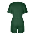 thumbnail image 6 of FAIWAD Womens Elastic Short Rompers V Neck Short Sleeve with Pockets Comfy Jumpsuit with Drawstring (Small, Green), 6 of 7