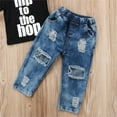 thumbnail image 4 of Bagilaanoe 2pcs Toddler Baby Boy Long Pants Set Letter Print Short Sleeve T-Shirts Tops + Jean Denim Trousers 1T 2T 3T 4T 5T 6T Kids Casual Outfits, 4 of 6