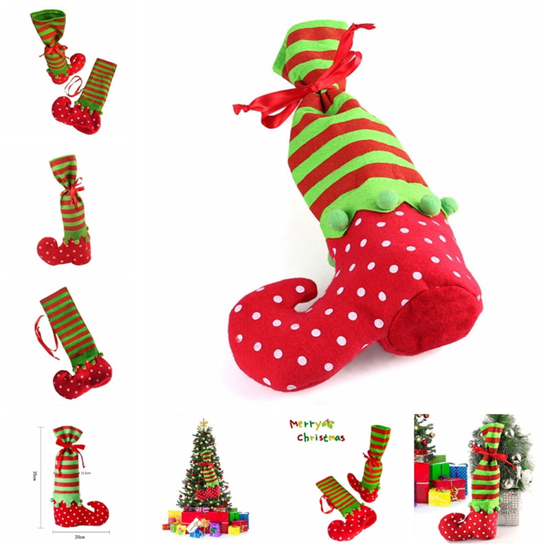 Hot Xmas Elf Boot Shoes Stocking Christmas Tree Decoration Hanging Candy GiftJGR 