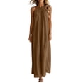 thumbnail image 7 of Tqcoqu Sleeveless Long Dress for Women,Boho Halter Maxi Sundress Casual Loose Dresses,Khaki Women's S-XXL, 7 of 7