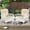 Beige Cushions, variant on MEETWARM 3 Pieces Patio Conversation Set, Rattan Outdoor Rocking Patio Bistro Set with 2 Rockers and 1 Side Table with 4" Thick Cushions, Outdoor Furniture Set for Porch Backyard, White Wicker/Beige