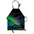thumbnail image 1 of Aurora Borealis Apron Southern Iceland on Sky over Rocky Hills Wild Night View, Unisex Kitchen Bib Apron with Adjustable Neck for Cooking Baking Gardening, Lime Green Dark Blue Violet, by Ambesonne, 1 of 3