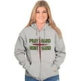 thumbnail image 3 of Pray Hard Hunt Deer Christian Hunter Unisex Fleece Graphic Zip Up Hoodie Brisco Brands 3X, 3 of 5