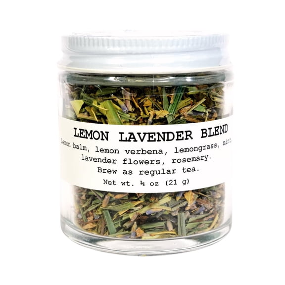 Lemon Lavender Tea Blend, 3/4 oz (21 g) Glass Jar by Smoke Camp Crafts- Relaxing Herbal Tea