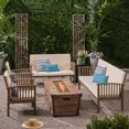 thumbnail image 2 of Beckley Outdoor 4 Piece Acacia Wood Conversational Set with Fire Pit, 2 of 9