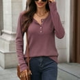 thumbnail image 5 of EDFBUYKRS Womens Loose Blouse Long Sleeve V Neck Button Down T Shirts Tie Front Knot Casual Tops S, 5 of 8