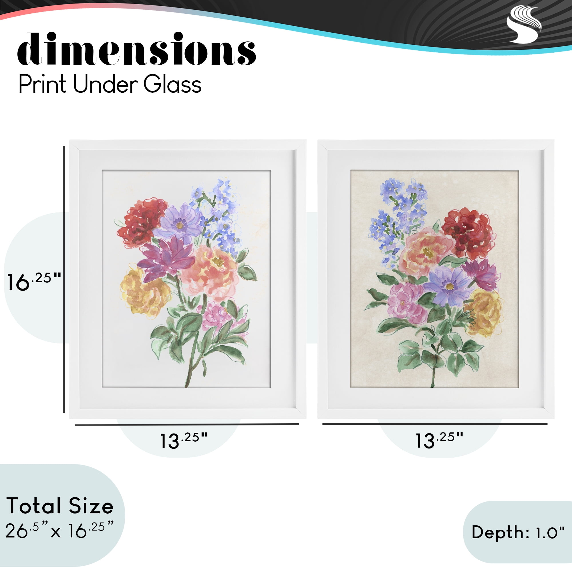 Stupell Industries Spring Blooms on Parchment 2 Piece White Framed Print Under Glass Set, design by June Erica Vess