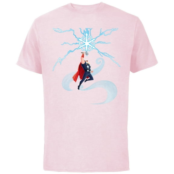 Marvel Thor Winter Snowflake Holiday Standard - Short Sleeve Cotton T-Shirt for Adults - Customized-Soft Pink