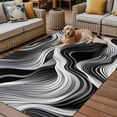 thumbnail image 2 of Fsddascl Abstract Waves Outdoor Rug for Patio/Deck/Porch, Non-Slip Large Area Rug 4 x 6 Ft, Black Grey Modern Geometric Striped Indoor Outdoor Rugs Washable Area Rugs, Reversible Camping Rug Carpet, 2 of 5