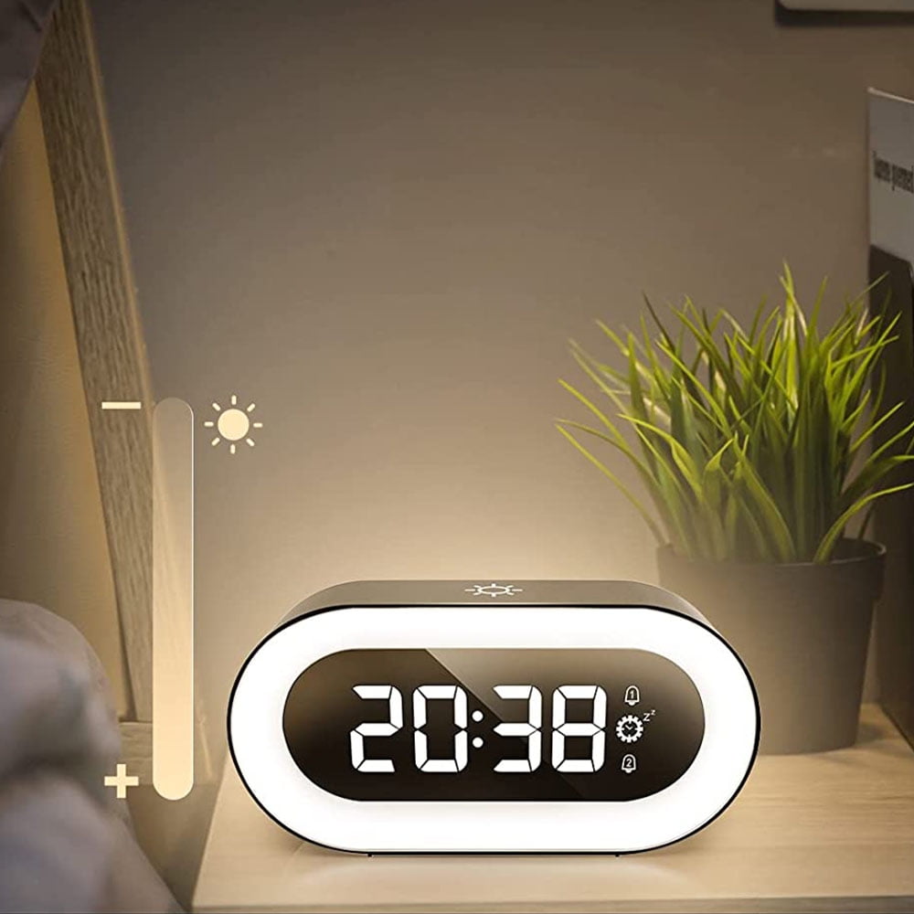 Digital alarm clock, alarm clock with light, LED night light alarm clock