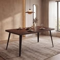 thumbnail image 3 of Homy Casa 63" Dining Table for 6, Industrial Rectangular Kitchen Table with Wood Grain Top and Metal Legs, Walnut, 3 of 9