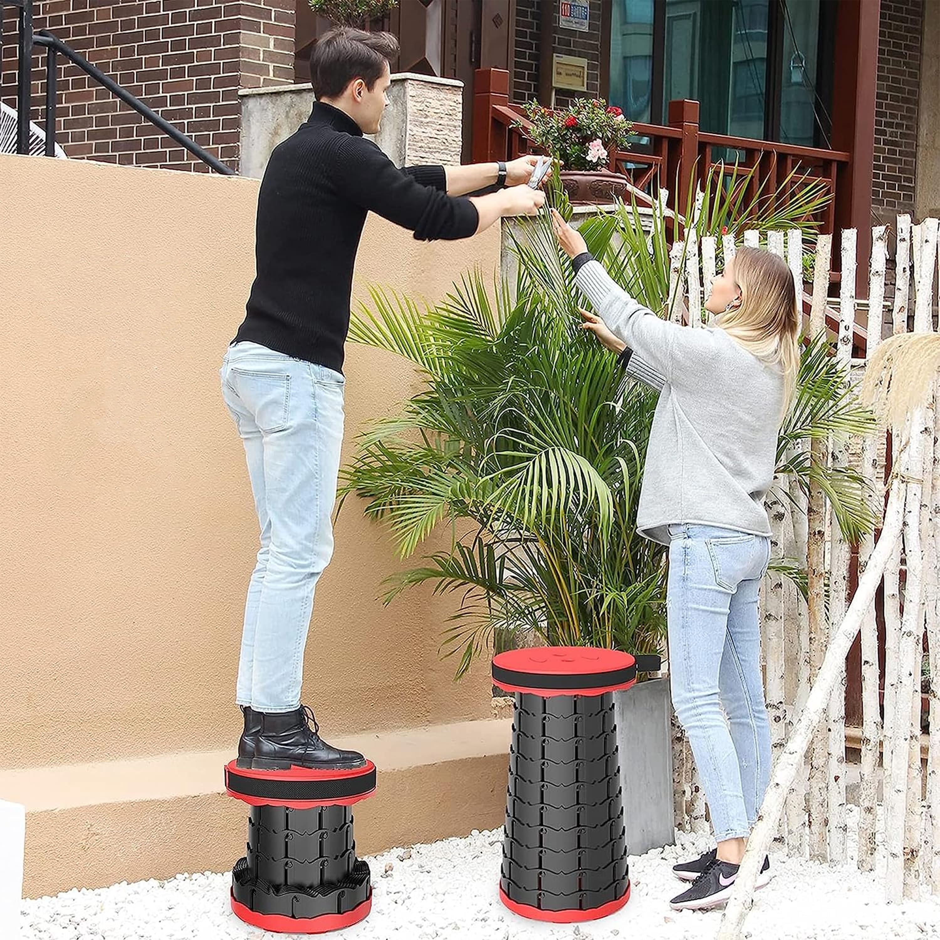 WZCPCV 2Pcs Collapsible Telescopic Stool, 550lbs Load, for Hiking