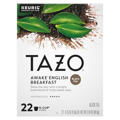Awake English Breakfast Tea K-Cups, Bold Traditional Breakfast-Style Black Tea For Health And Wellness, 22 Pods