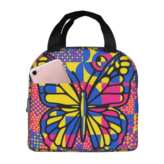 Butterfly Insulated Lunch Bag,Lightweight Lunch Box Portable Thermal Picnic Cool Bags ,Work,Office,Picnic,Camping