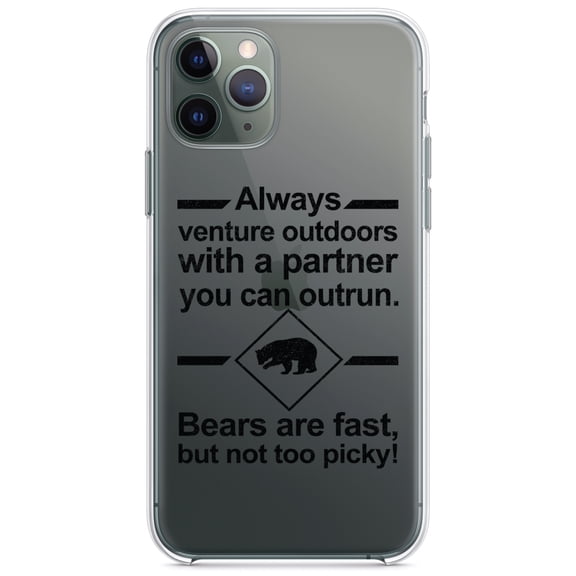 DistinctInk Clear Hybrid Case for Apple iPhone 13 Pro Max (6.7" Screen) - Bears Are Fast But Not Too Picky - Tempered Glass Back