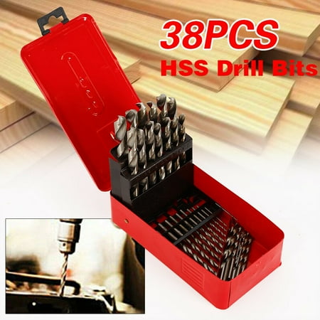 

38 Pieces High Speed Steel Twist Drill Bit Tool Set Silver Metric Sizes 1-13mm
