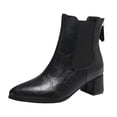 thumbnail image 2 of Tawop Women Boots Chunky Low Heel Winter Pointy Toe Fall Black Boots, 2 of 6