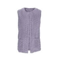 thumbnail image 6 of Womens Vest Jacket Plus Size Double-Sided Velvet Cardigan Pocket Round Neck Sleeveless (Purple L), 6 of 8