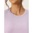 thumbnail image 5 of DARING DIVA Women's Ribbed Knit Round Neck Short Sleeve Pajamas Set S Purple, 5 of 7