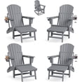 thumbnail image 1 of Patio Furniture Rocking Adirondack Chairs Set of 4, Folding Adirondack Rocking Chair With Footrest, Adirondack RockingChair Outdoor With Retractable Ottoman and Cup Holder, 1 of 9