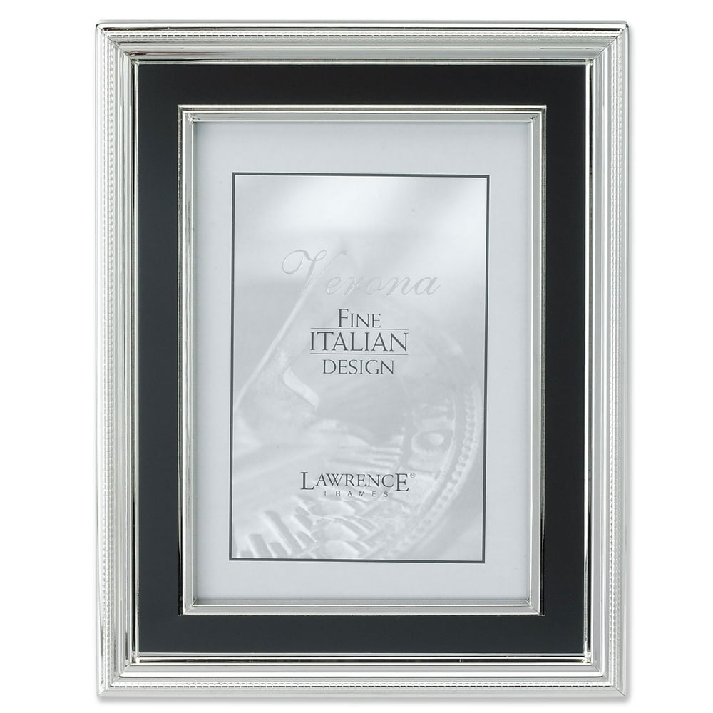 8x10 Silver Plated Metal Picture Frame Satin Black Inner Panel