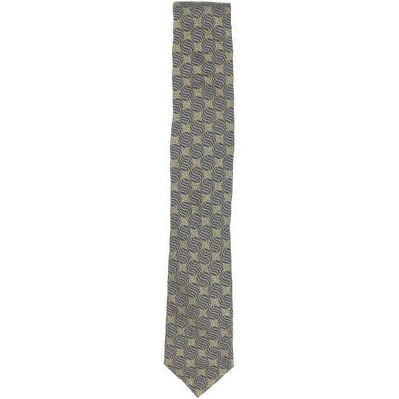 Altea Milano Men's Gold / Navy Silk Necktie with Zebra Stripe Circles - One Size
