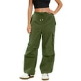 thumbnail image 4 of Cyglowse Cargo Pants Women Low Waisted Parachute Pants with Pockets Loose Baggy Hiking Pants Y2K Clothes Army Green L, 4 of 4
