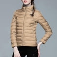 thumbnail image 3 of Tiqkatyck Womens Puffer Coat Women's Winter Warm Solid Color Stand Collar Hatless Ultra Light Down Jacket Puffer Jacket Womens Winter Jackets for Women Khaki L, 3 of 5