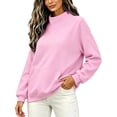 thumbnail image 4 of yardsong Women's Oversized Sweatshirts Color Block Turtleneck Pullover Tops Mock Neck Long Sleeve Loose Sweater Fall Fashion Outfit Pink,L, 4 of 6