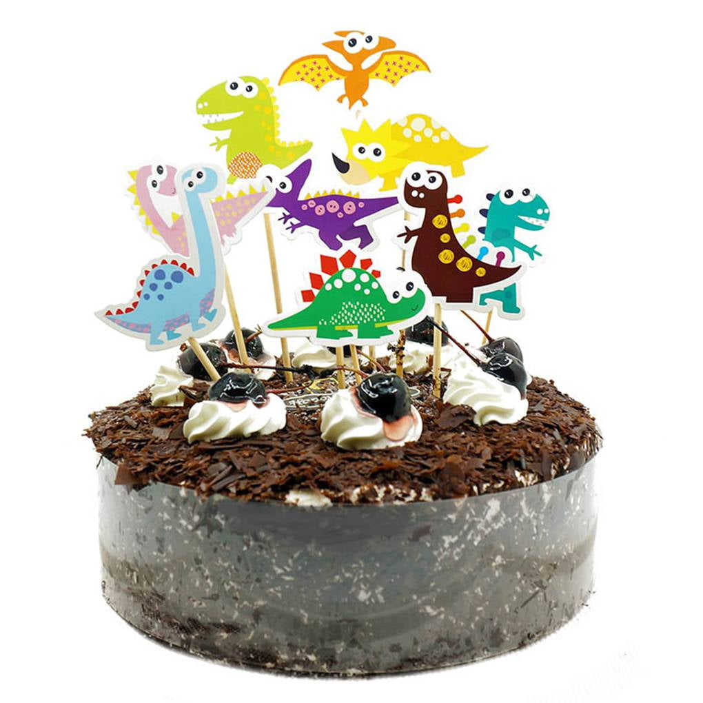 9pcs Cartoon Dinosaur Cupcake Toppers Happy Birthday Party Decorations For Cake Flag Baby Shower Walmart Canada
