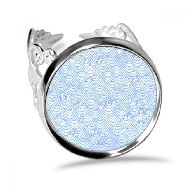 Anillo de Compromiso Ajustable Geometría Ondas Azules Unbranded