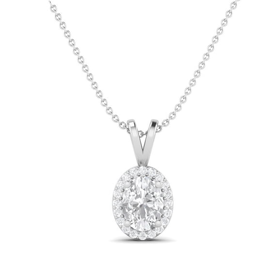 925 Sterling Silver Oval Shape Moissanite Diamond Solitaire Women Pendant Necklace