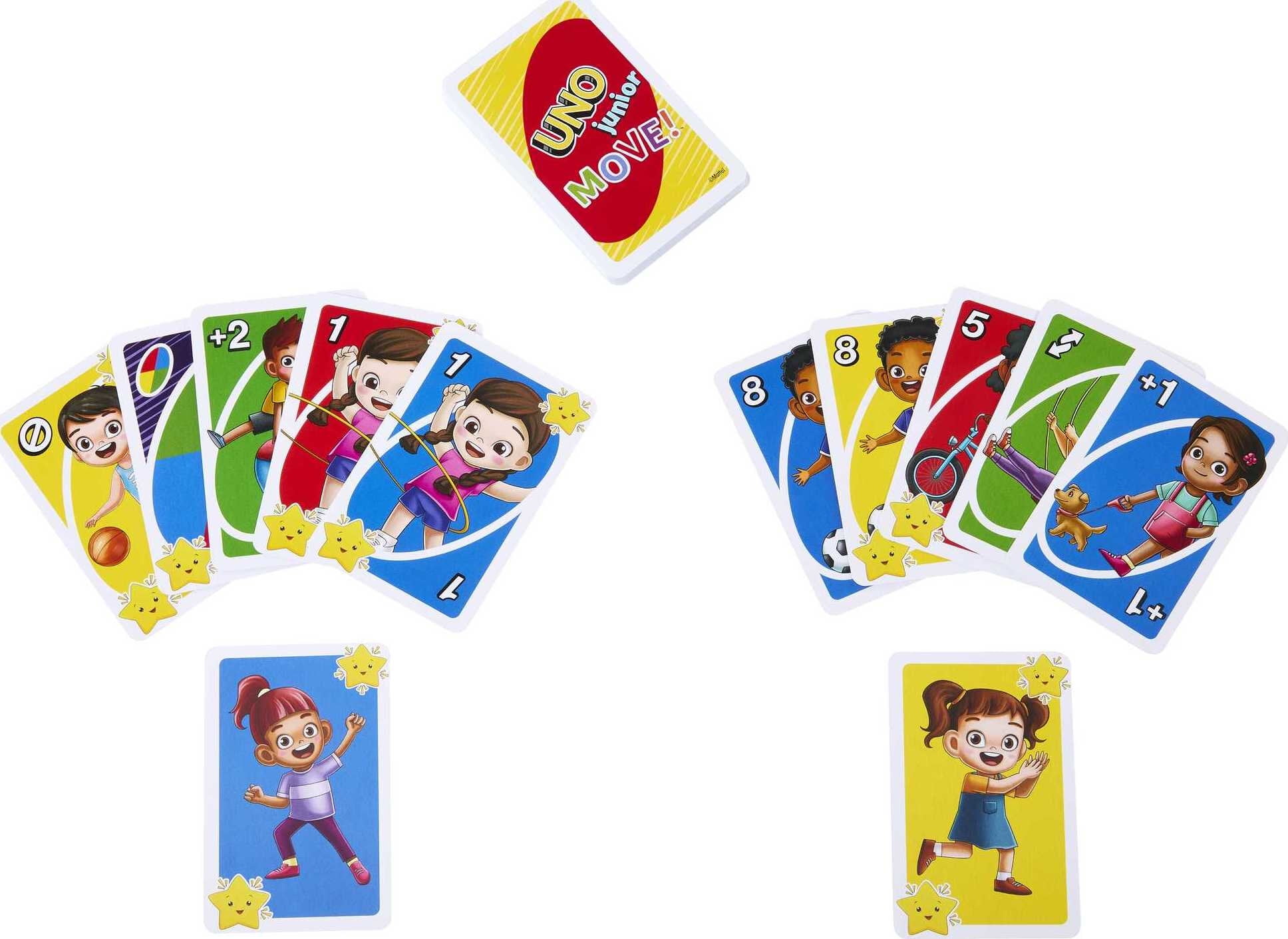 Mattel Games Uno Junior Action Play Card Game, Travel Fun Games for Family  or Game Nights, Gift for Adult and Kids ages 3 years and above