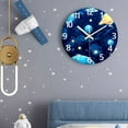 thumbnail image 2 of Blue Glow in The Dark Wall Clock 16 Inch Slient Space Wall Clock Battery Operated Non Ticking Children Round Wall Clock for School Boys Bedroom Living Room, 2 of 5
