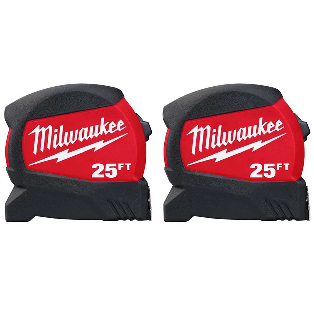 Milwaukee 48-22-0425G - 25 ft. x 1.2 in. Wide Blade Tape Measure - 2 Pack